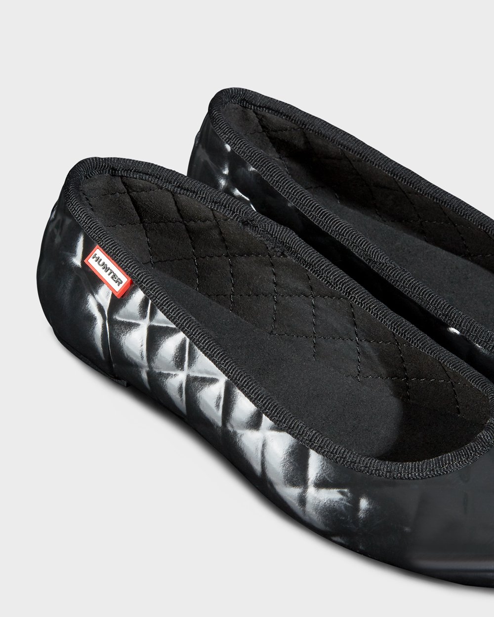 Bailarinas Hunter Feminina Pretas - Original Gloss Quilted Flats - 63PUVTQYR